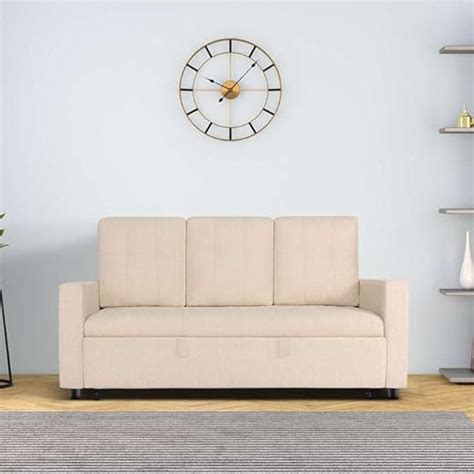 Duroflex Ease - Wood 3 Seater Sofa Cum Bed with Pullout Mechanism ...