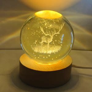 Trimedia Crystal Ball Night Lamp - 3D Deer Forest Crystal Light ...