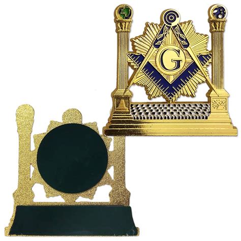 Masonic Car Emblem Altar Pillars Square & Compass Freemason Auto Badge ...