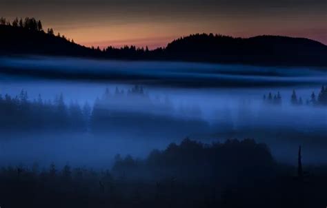 Download wallpaper field, landscape, night, fog, section landscapes in ...