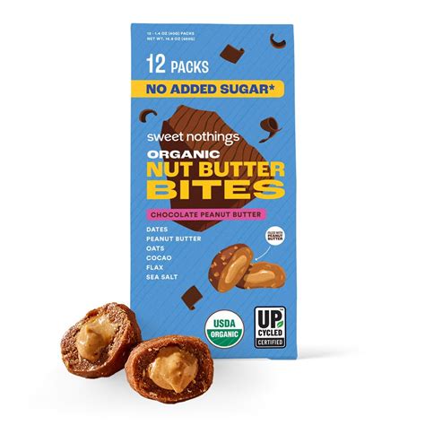 Sweet Nothings, Chocolate, USDA Organic Nut TVS1 Butter Bites Bar, Nut & Date Snack, Filled with ...