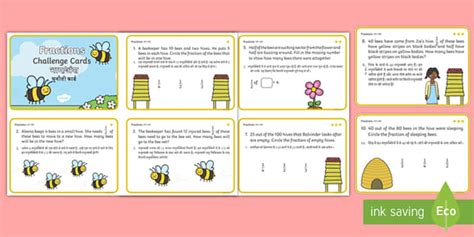 Year 1 Bee-Themed Differentiated Fractions Maths Challenge Cards ...