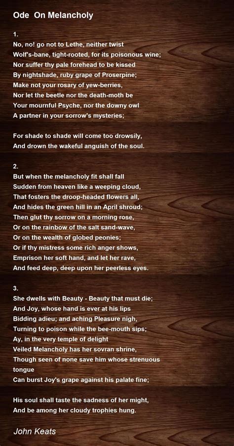 Ode On Melancholy Poem by John Keats - Poem Hunter