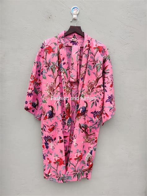 Buy Beautiful Cotton Kimono Dress Bath Robe Kimono Hand Block Online in ...
