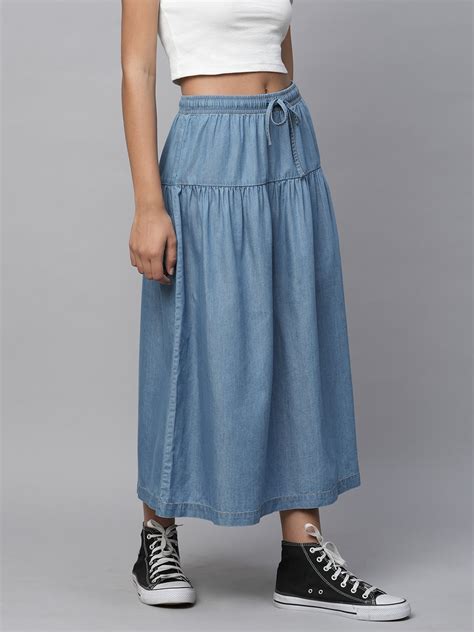 Buy Now Chemistry Cotton Tencel Denim Pull On Flared Skirt