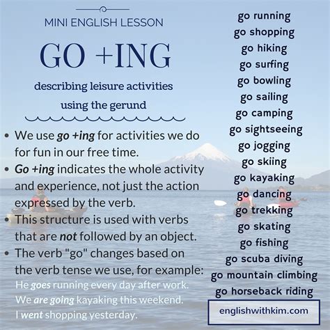 How to Use Go +Ing (the Gerund) to Describe Fun Activities • English ...