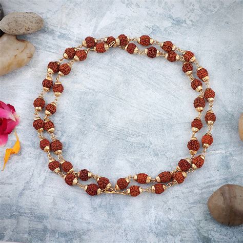 Panchmukhi Rudraksha Gold Capping Mala Online – Prabhubhakti