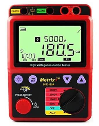 Metrix+ DIT-3125A Eco 5KV/ 1TΩ Insulation Tester with Timer Measurement ...