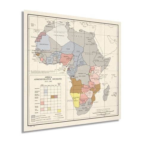 1960 Africa Map - Vintage Map of Africa Administrative Divisions - History Map of Africa Poster ...