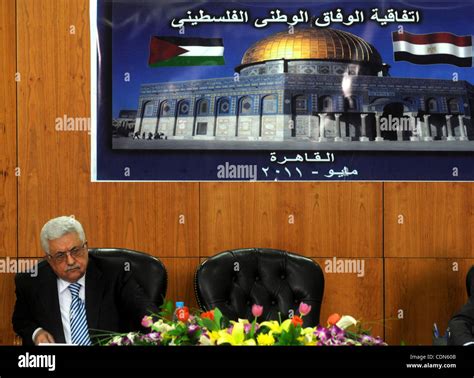 Palestinian President Mahmoud Abbas (Abu Mazen) attends the signing of ...