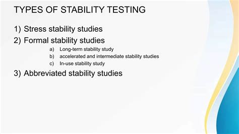Image result for Presentation Types of Stability Testing