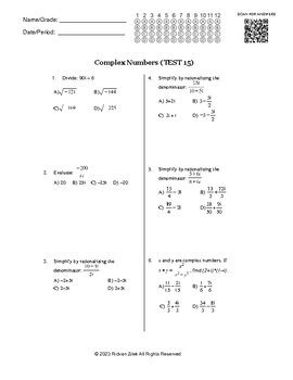 Image result for Complex Numbers Test