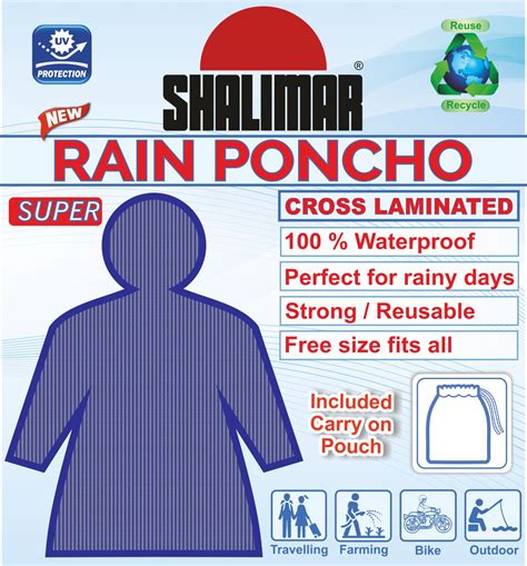 Shalimar Men's and Women's Reusable Rain Poncho (Multicolor, Free Size)