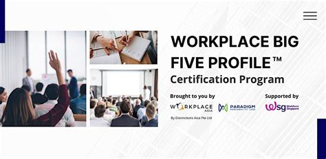 WorkPlace Big Five Profile Certification Program (WSG Funded), Holiday ...