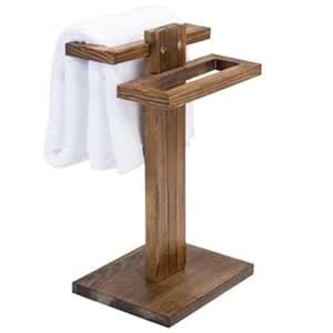 OGESTA 3 Tier Freestanding Towel Rack - Rustic Dark Brown Wood Bathroom ...