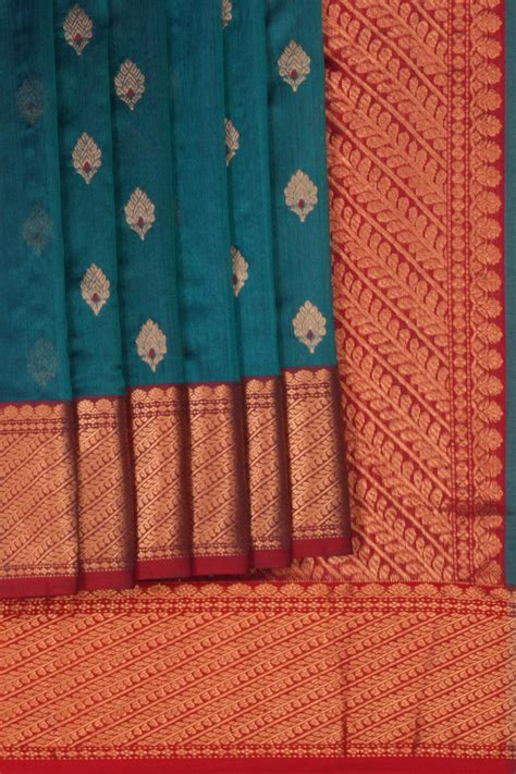 Chanderi Teal Blue Saree – Kalanjali