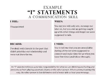 Image result for Communication. I Statements Worksheet