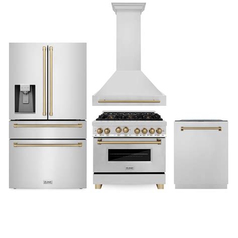 ZLINE 36 in. Autograph Edition Kitchen Package with Stainless Steel Ga ...