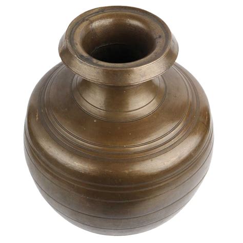 Brass Water Pot Bulbous Fluted Design Decorative Pot