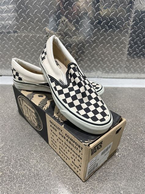 Vans Vintage Made In USA Classic Slip On Checkerboard… - Gem