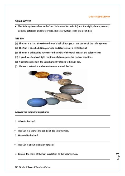 NS Grade 8 Term 4 Teacher Guide: Exploring the Solar System and Beyond ...