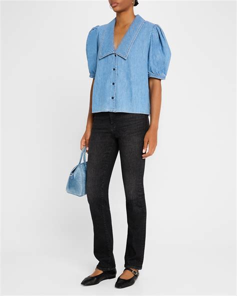 FRAME Denim Sailor Blouse | Neiman Marcus