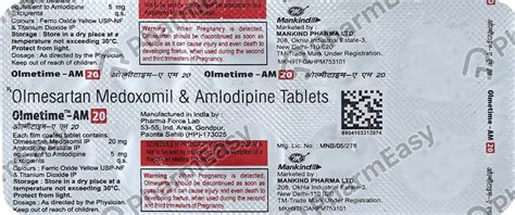 Olmetime Am 20mg Strip Of 10 Tablets: Uses, Side Effects, Price ...