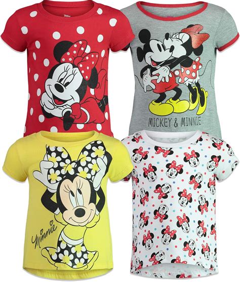 Disney Minnie Mouse Big Girls 4 Pack Short Sleeve T-Shirts 7/8: Amazon ...