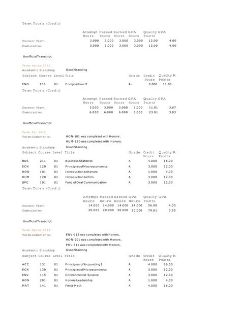 Unofficial Transcript | DOCX
