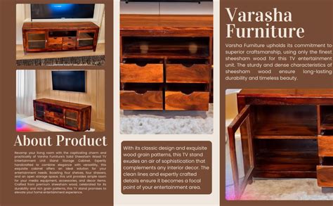 Varsha Furniture Solid Wood Tv Entertainment Stand Storage Cabinet with ...