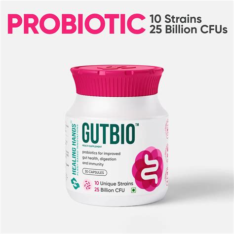 GutBio Probiotics for Good Gut I 30 Caps I 10 Strains 25 Bn CFU