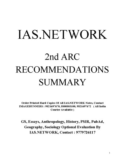 Copy of IAS. Network 2nd ARC Summary - IAS 2nd ARC RECOMMENDATIONS ...