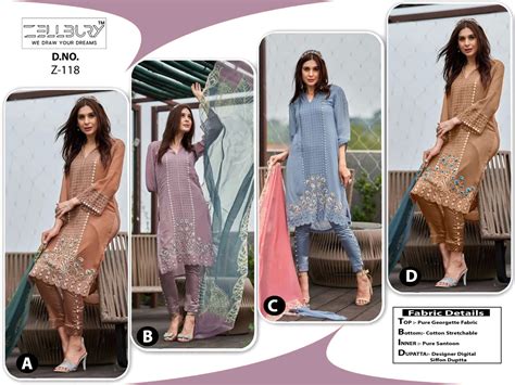 Z-118Abcd Zellbury Georgette Pakistani Readymade Suits Wholesale Price ...