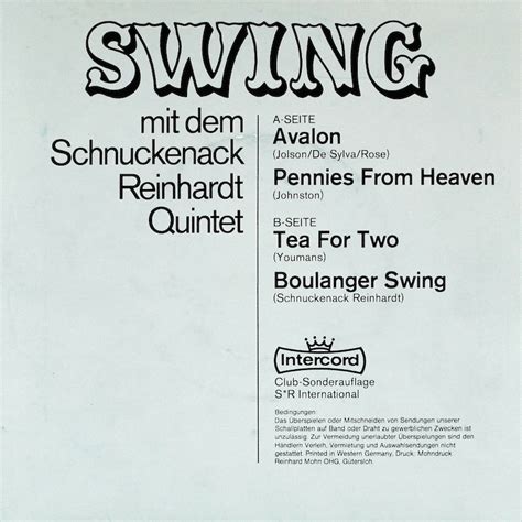 Schnuckenack Reinhardt Quintet. Swing mit dem Schnuckenack Reinhardt ...