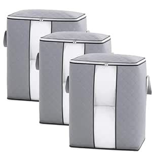 EXVITO 3 Pcs Foldable Under Bed Storage Bag Box, Moisture Proof Clothes ...