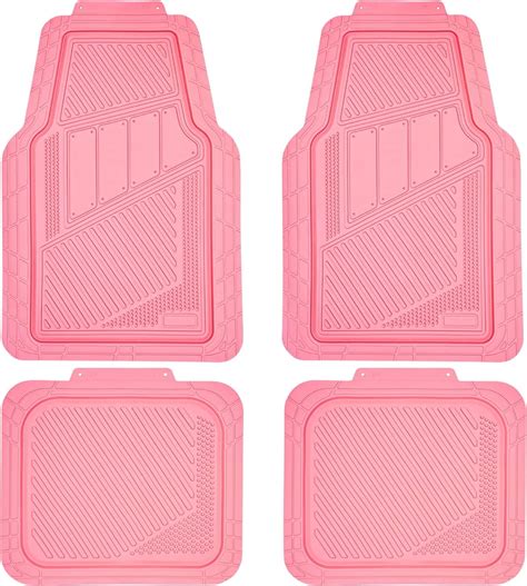 CAR GRAND Heavy Duty Rubber Floor Mats Pink 4-Piece Car Mat Set ...