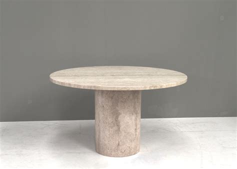 Exquisite Round Travertine Dining Table For Sale at 1stDibs