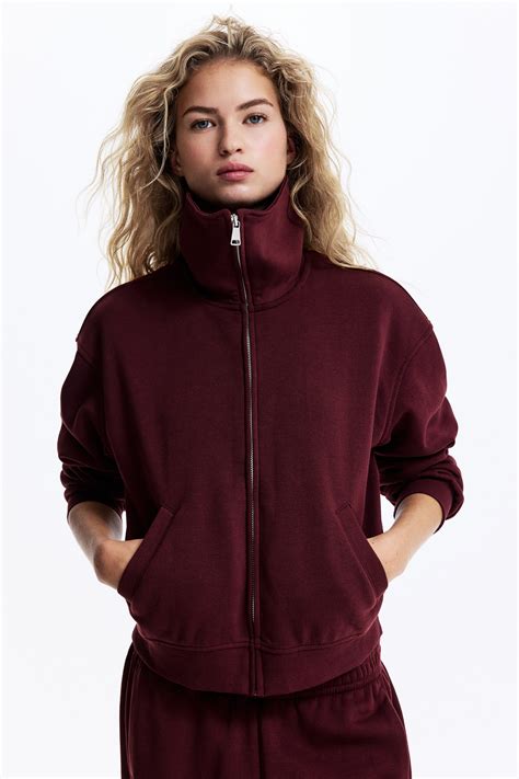 2-piece sweatshirt and trousers set - Burgundy - Ladies | H&M IN