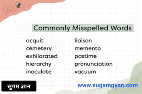 Commonly Misspelled Words in English - सुगम ज्ञान