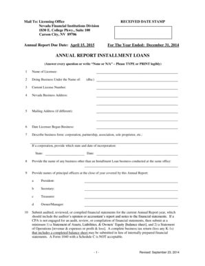 Fillable Online fid state nv Annual Report Form - Nevada Financial ...
