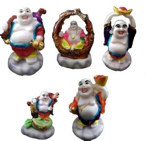 KAYKON Laughing Buddha Showpiece Figurine Polyresin Statue (Set of 5 ...