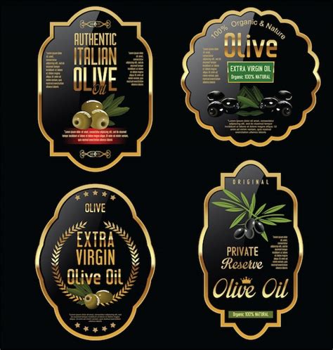Olive oil labels and design elements | Premium Vector