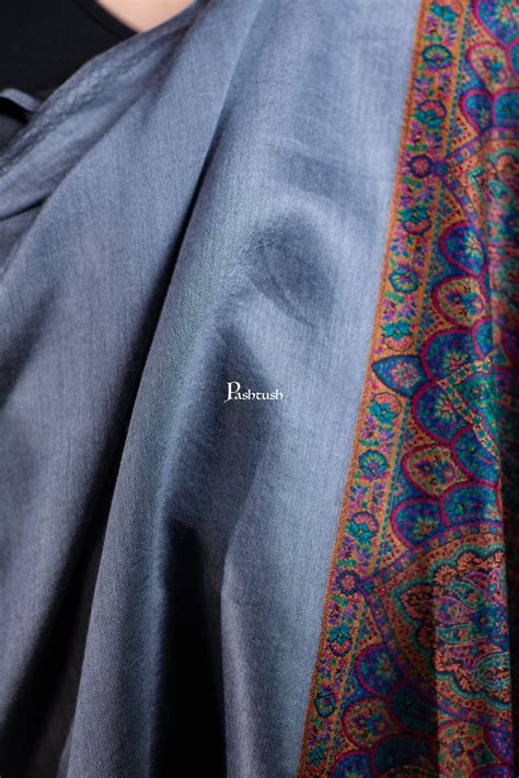 Pashtush Womens Bamboo Stole, Royal Darbar Palla Design, Slate ...