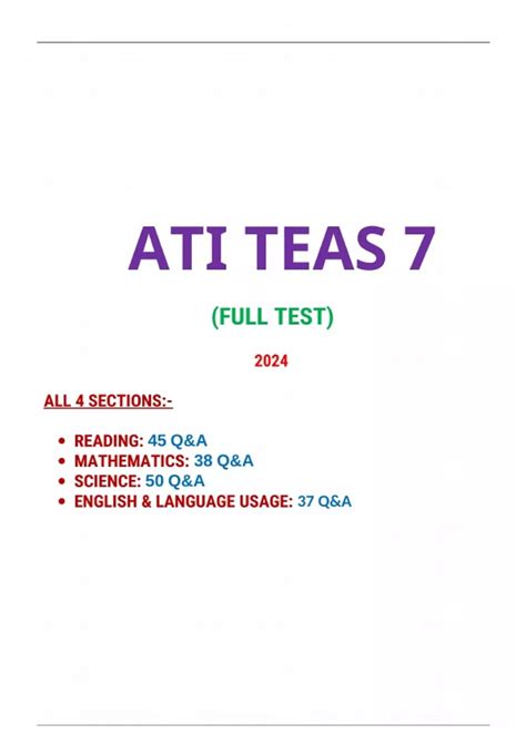 ATI TEAS 7 Test Bank: Complete 2024/2025 Exam Test Practice Questions ...