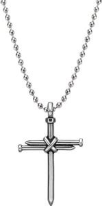 Lyzoo Holy Bible Nail Cross Pendant for Men and Women Silver Stainless ...