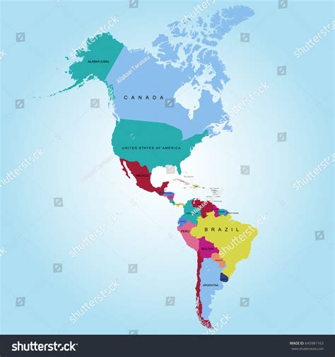 Map America Continent Vector Illustration Stock Vector (Royalty Free) 645981163 - map of america continent with countries