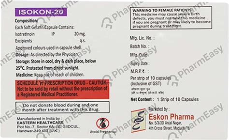 Isokon 20 MG Capsule (10): Uses, Side Effects, Price & Dosage | PharmEasy