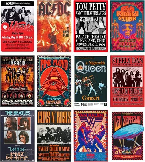 Amazon.com: Woonkit Vintage Rock Band Posters for Room Aesthetic, 70s ...