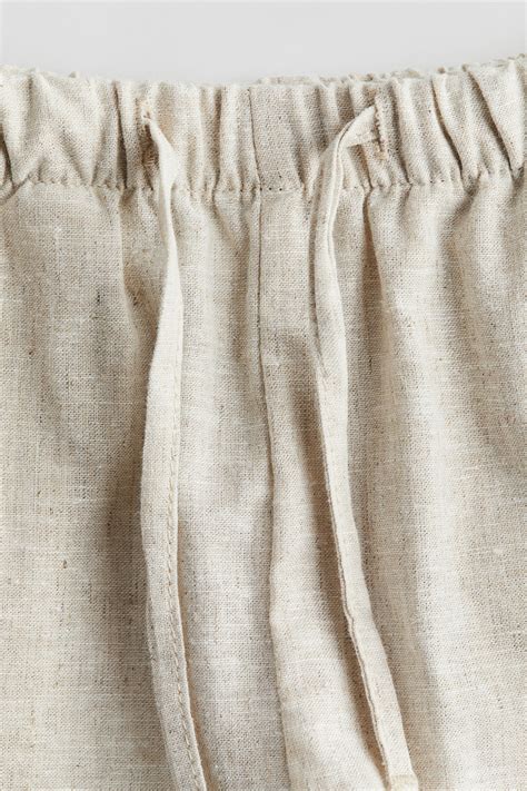 Linen-blend pull-on shorts - Ecru - Kids | H&M IN