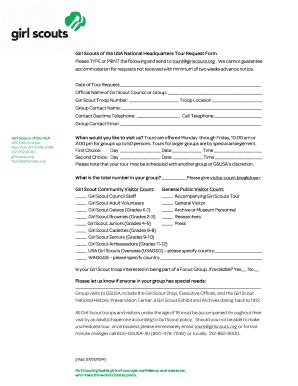 Fillable Online girlscouts Girl Scouts of the USA National Headquarters ...